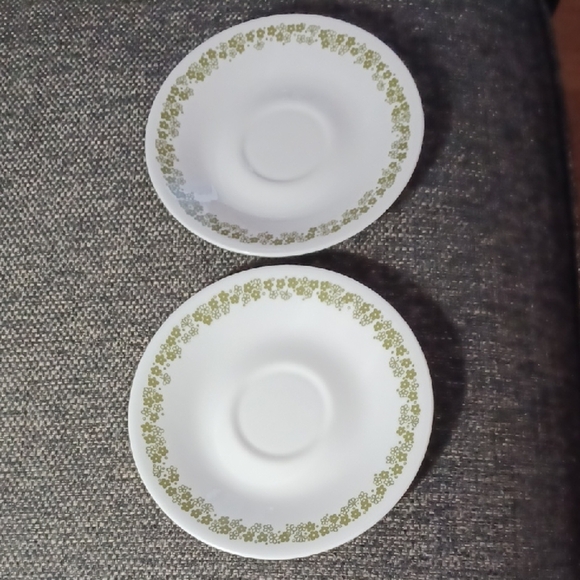 Vintage Corelle Spring Blossom Green Crazy Daisies Dessert Plates 6.5" Set Of 2 - Picture 1 of 6